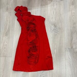 Elegant Red One-Shoulder Dress